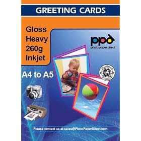 A4 Inkjet gloss Greeting Card Paper Heavy Weight 260g x50 sheets +Envelopes