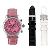 Sartego Unisex Watch with 100 Diamond Bezel Pink Dial Leather Band