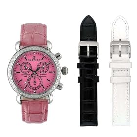 Click here to buy Sartego Unisex Watch with 100 Diamond Bezel Pink Dial Leather Band by Sartego.