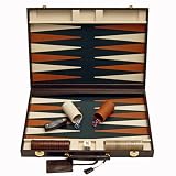 Tournament Leather Backgammon Set Brown