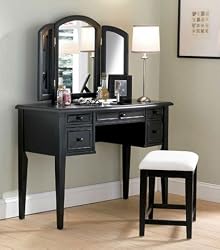 "Antique Black" with Sand Through Terra Cotta Vanity, Mirror & Bench By Powell Furniture