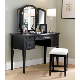Powell "Antique Black" with Sand Through Terra Cotta Vanity, Mirror & Bench