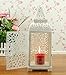Ivenf Moroccan Style Matte White Cast Iron Handmade Square Candle Lantern, Great Decoration for Living Room, Balcony, Patio, Porch & Garden