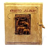 EXP Handmade Banana Bark Photo Album With Raised Elephants Design (Thailand)