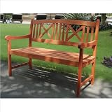 VIFAH V507A 2-Seater Outdoor Wood Bench, 47-Inch by 25-Inch by 35-Inch