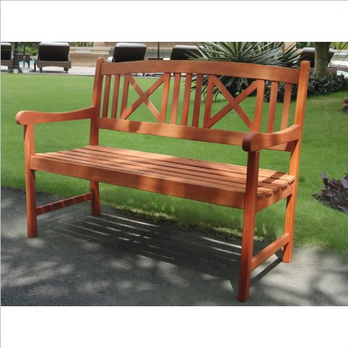 VIFAH V507A 2-Seater Outdoor Wood Bench, 47-Inch by 25-Inch by 35-Inch