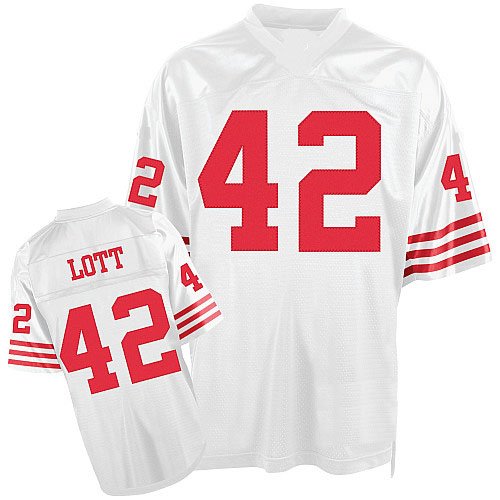 San Francisco 49ers #42 Ronnie Lott Throwback White NFL Jerseys Authentic Football Jersey Size 48-56 (Please Select the Size When You Order, Can Do Drop Shipping)
