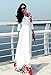 Desiraa Women Slim Flower Print A-Line Maxi Long Dress X-Large White