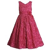 IMAGE OF Size-14 BNJ-9095X FUCHSIA-PINK BONAZ CROSSOVER Special Occasion Wedding Flower Girl Holiday Pageant Party Dress,X49095 Bonnie Jean 7-16