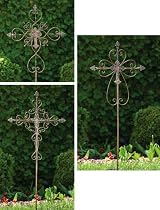 Big Sale Ornate Cross Garden Stake (Set of 3)