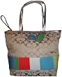 Women's Coach Purse Handbag Signature Multi Color Tote Khaki
