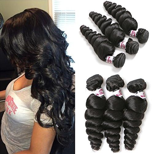 silkylong peruvian loose wave human hair weave unprocessed hair extension 1B Brazilian virgin hair 3 bundles Deals peruvian hair (3pcs 16 inch)