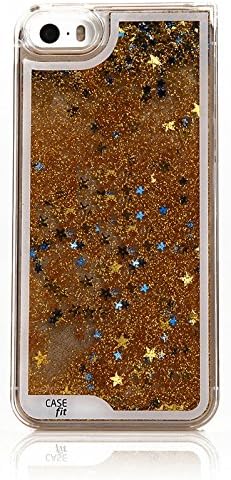 iPhone4 Aqua Sparkling Star Case, Apple iPhone 4 Hard Cover 5 Colors - Retail Packaging (Gold Stars)