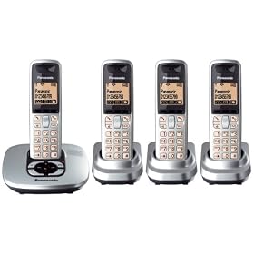 Panasonic KX-TG6424ES DECT Quad Digital Cordless Phone Set with Answer Machine in Silver