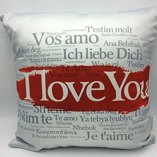 Foto Pillow I Love You International Pillow Case Cover, Printed the Same Design on Both Sides, Front and Back, Satin Fabric
