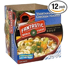 Fantastic Foods Vegetarian Chicken Noodle Soup, 0.9-Ounce Microwavable Cups (Pack of 12)