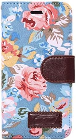 iPhone 6 (4.7) Floral Leather Wallet Case,BLUE