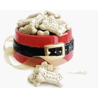 Santa Paws Dog Bowl with Dog Biscuits Pet Gift