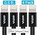 [4-Pack Bundle] Skiva USBLink Lightning to USB Short Length (6 inch / 15 cm) Sync and Charge Cables [Apple MFi Certified] for iPhone X 8 7 Plus 6s, iPad Pro Air mini, iPad 6 & iPod touch [Model:CB134]