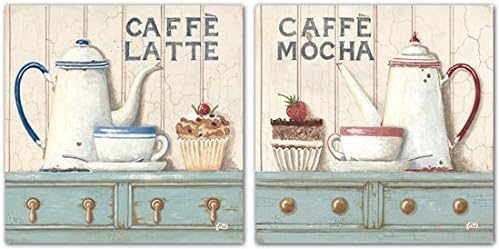 Caffe Latte~Caffee Mocha by Gordon~Set 2 French Country Coffee 16x 16 UNFRAMED Art Prints