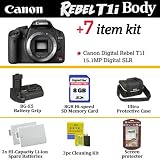 Canon Digital Rebel T1I 15.1MP Digital SLR Camera Body With Vertical Battery Grip With Shutter Release + 2 LP-EP Batteries + 8GB Memory Card + SLR Carrying Case + More