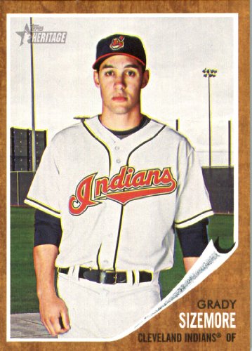 2011 Topps Heritage Baseball Card # 97 Grady Sizemore - Cleveland Indians - MLB Trading Card in Screwdown Case