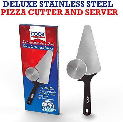 Stainless Steel Pizza Cutter and Server by CookArt - Strong Handle No Rust Non Stick Pizza Slicer