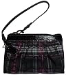 Women's Coach Signature Stripe Tartan Pleated Plaid Wristlet Black Multi