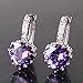 GULICX Heart shape White Gold Tone Amethyst Color Purple leverback hoop earrings