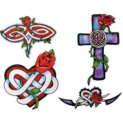 Celtic Rose / Celtic Cross Temporary Tattoo Body Art