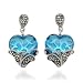 Sterling Silver Marcasite & Blue Glass Heart Earrings