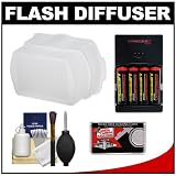 Precision Design PD-FD580 Bounce Flash Diffuser + Batteries + Cleaning Kit for Canon Speedlite 580EX & 580EX II
