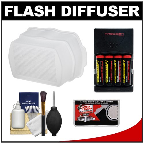 Precision Design PD-FD580 Bounce Flash Diffuser + Batteries + Cleaning Kit for Canon Speedlite 580EX & 580EX II