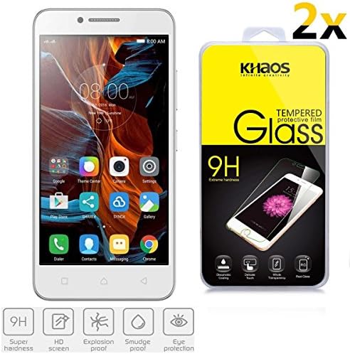 [2-Pack] Lenovo Vibe C Screen Protector, KHAOS For Lenovo Vibe C Premium Tempered Glass Screen Protector 9H Hardness 0.3mm