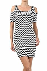 Polyester/Spandex Cap Sleeves Chevron Print Above the Knee  Dress