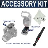 3 Pcs KIT for NIKON SB600 SB800 SB-900 CANON 580EX 420EX 430EX II, Includes: Wireless Flash Trigger Transmitter and Receiver +Deluxe Cleaning Lens Pen+ Ultra Fine Microfiber Cleaning Cloth GOJA Logo