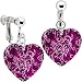 Heart Pink Graffiti Pink Hibiscus Clip Earrings