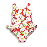 Banana Cabana by Plum Pudding - Infant Girls One Piece Daisy Swimsuit, Red, White