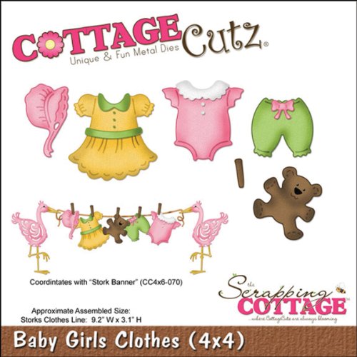 CottageCutz Die with Foam, 4 by 4-Inch, Baby Girl Clothes