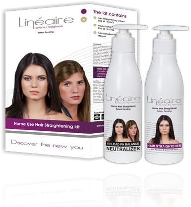 Lineaire Professional Keratin HOME USE Hair Straightener Cream - for Regular and Colored Hair, 2 X 8.5 Oz, Up To 3-4 Treatments