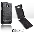 iCarer SAMSUNG GALAXY S2 SII Genuine Black Leather Flip Case Cover Hard Back + FREE 2 x LCD Screen Protector