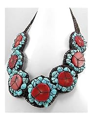 Saddle Brown Cotton Waxed Thread Turquoise Necklace