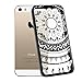 iPhone 5 5S Case, iPhone SE Case, SmartLegend Retro Totem Mandala Floral Pattern Clear Acrylic PC Hard Back Cover with TPU Bumper Frame Hybrid Transparent Protective Case for iPhone 5 5S SE - Black