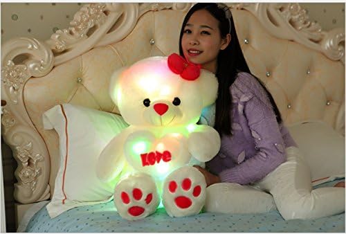 UBeauty 24''Creative Christmas Colorful LED Light up Bear Colorful Pillow (pink white)