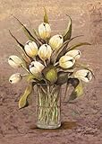 L. Romero - White Tulips in crystal Size 12.75x18 HIGH QUALITY MUSEUM WRAP CANVAS Print Luis Romero 13x18