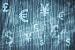 Currencies Collage Abstract Background in Blue Colors - 60W x 40H - Peel and Stick Wall Decal by Wallmonkeys
