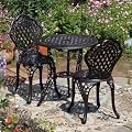 Lazy Susan Furniture - Ivy Metal Garden Bistro Table and two chair Set Antique Bronze