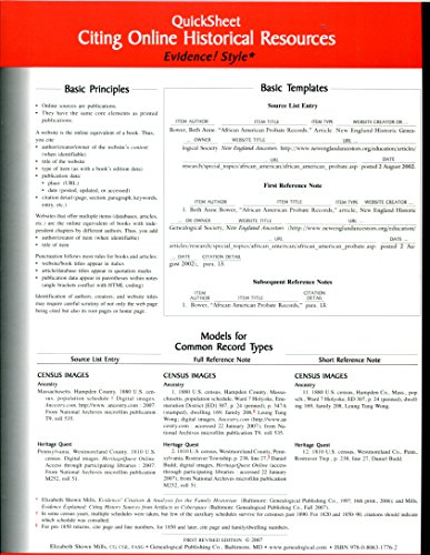 QuickSheet: Citing Online Historical Resources