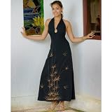 Womens Long Halter Dress by 1 World Sarongs in Asian Floral Black Medium Reviews 51KUaELwuXL. SL160 Womens Long Halter Dress by 1 World Sarongs in Asian Floral Black Medium Reviews