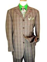 Steve Harvey "Code Red" Stone/Green/Violet/Lurex Pinstripes Super 120's Wool Wideleg Suit By Zanetti